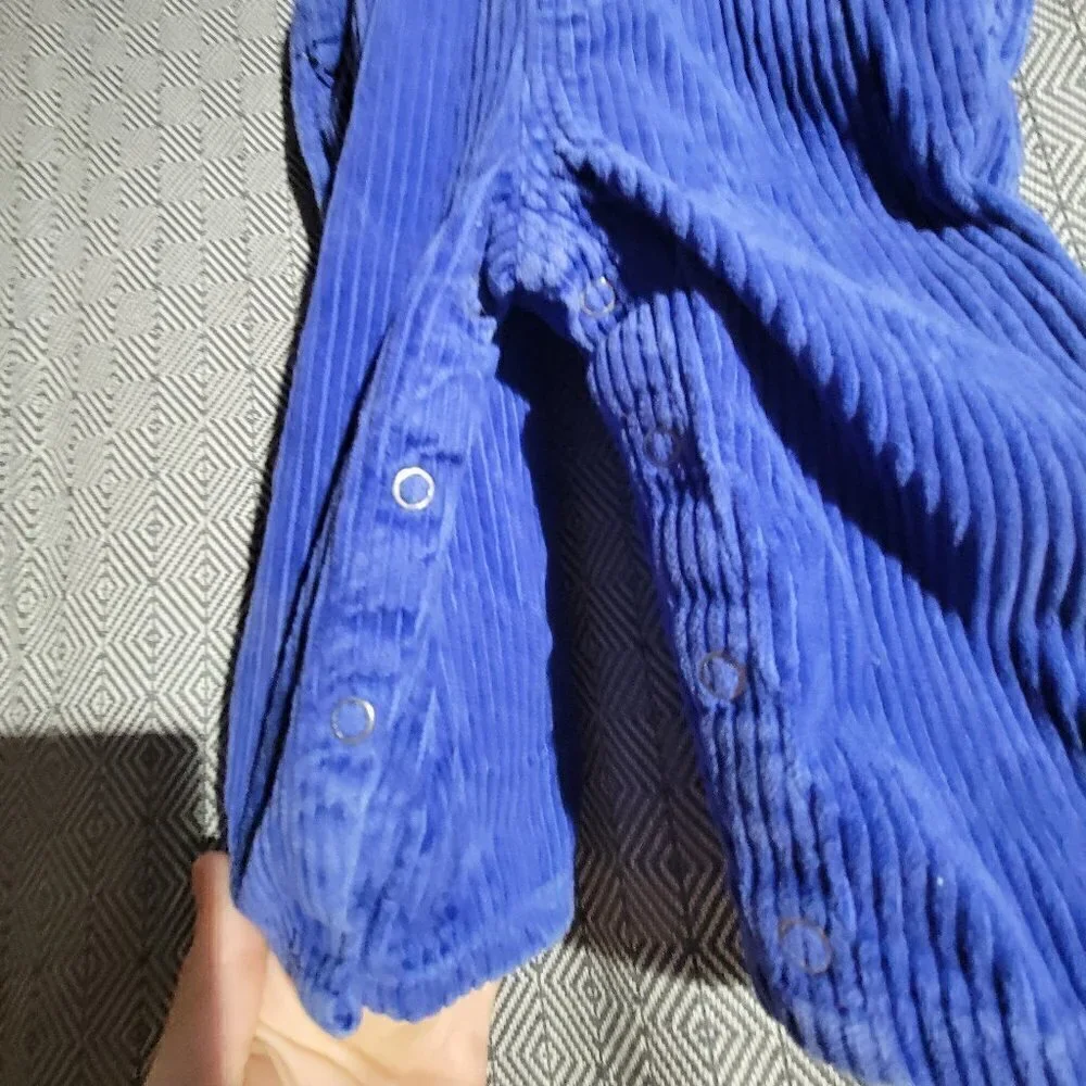 Baby Gap Vintage Unisex Blue Corduroy Overalls With Snaps Size 6-12M